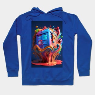 Psychedelic Police Box From Another Time - Rainbow Dripping Paint - Colorful Psychedelia Illustration Hoodie